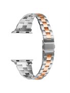 For Apple Watch 10 46mm / Ultra 2 / Ultra 49mm / 9 8 7 45mm / SE (2023) SE (2022) SE 6 5 4 44mm / 3 2 1 42mm Stainless Steel Band - Silver+Rose Gold