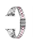 For Apple Watch 10 46mm / Ultra 2 / Ultra 49mm / 9 8 7 45mm / SE (2023) SE (2022) SE 6 5 4 44mm / 3 2 1 42mm Stainless Steel Band - Silver+Rose Pink