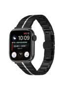 For Apple Watch 10 46mm / Ultra 2 / Ultra 49mm / 9 8 7 45mm / SE (2023) SE (2022) SE 6 5 4 44mm / 3 2 1 42mm Stainless Steel Strap - Black+Silver