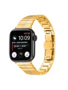 For Apple Watch 10 46mm / Ultra 2 / Ultra 49mm / 9 8 7 45mm / SE (2023) SE (2022) SE 6 5 4 44mm / 3 2 1 42mm Stainless Steel Strap - Gold+Silver