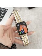 For Apple Watch 10 46mm / Ultra 2 / Ultra 49mm / 9 8 7 45mm / SE (2023) SE (2022) SE 6 5 4 44mm / 3 2 1 42mm Stainless Steel Strap - Gold+Silver