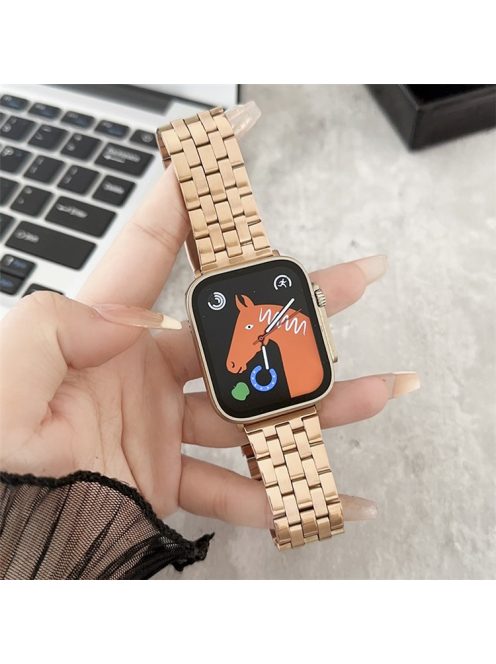 For Apple Watch 10 46mm / Ultra 2 / Ultra 49mm / 9 8 7 45mm / SE (2023) SE (2022) SE 6 5 4 44mm / 3 2 1 42mm Stainless Steel Strap - Rose Gold