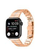 For Apple Watch 10 46mm / Ultra 2 / Ultra 49mm / 9 8 7 45mm / SE (2023) SE (2022) SE 6 5 4 44mm / 3 2 1 42mm Stainless Steel Strap - Rose Gold+Silver