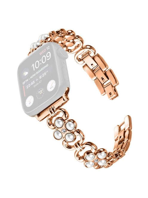 For Apple Watch 10 46mm / Ultra 2 / Ultra 49mm / 9 8 7 45mm / SE (2023) SE (2022) SE 6 5 4 44mm / 3 2 1 42mm Stainless Steel Watch Strap - Rose Gold