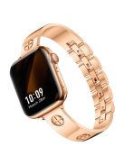 For Apple Watch 10 46mm / Ultra 2 / Ultra 49mm / 9 8 7 45mm / SE (2023) SE (2022) SE 6 5 4 44mm / 3 2 1 42mm Stainless Steel Watch Strap - Rose Gold