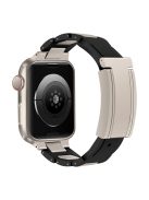 For Apple Watch 10 46mm / Ultra 2 / Ultra 49mm / 9 8 7 45mm / SE (2023) SE (2022) SE 6 5 4 44mm / 3 2 1 42mm Stainless Steel+Rubber Strap - Black / Starlight Buckle