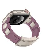 For Apple Watch 10 46mm / Ultra 2 / Ultra 49mm / 9 8 7 45mm / SE (2023) SE (2022) SE 6 5 4 44mm / 3 2 1 42mm Stainless Steel+Rubber Strap - Purple / Starlight Buckle