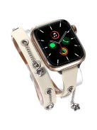 For Apple Watch 10 46mm / Ultra 2 / Ultra 49mm / 9 8 7 45mm / SE (2023) SE (2022) SE 6 5 4 44mm / 3 2 1 42mm Star Rhinestone Chain Strap - Apricot