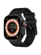 For Apple Watch 10 46mm / Ultra 2 / Ultra 49mm / 9 8 7 45mm / SE (2023) SE (2022) SE 6 5 4 44mm / 3 2 1 42mm Stone Texture Strap - Black+Black