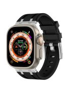 For Apple Watch 10 46mm / Ultra 2 / Ultra 49mm / 9 8 7 45mm / SE (2023) SE (2022) SE 6 5 4 44mm / 3 2 1 42mm Stone Texture Strap - Silver+Black