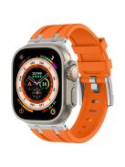 For Apple Watch 10 46mm / Ultra 2 / Ultra 49mm / 9 8 7 45mm / SE (2023) SE (2022) SE 6 5 4 44mm / 3 2 1 42mm Stone Texture Strap - Silver+Orange