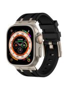 For Apple Watch 10 46mm / Ultra 2 / Ultra 49mm / 9 8 7 45mm / SE (2023) SE (2022) SE 6 5 4 44mm / 3 2 1 42mm Stone Texture Strap - Titanium+Black