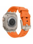 For Apple Watch 10 46mm / Ultra 2 / Ultra 49mm / 9 8 7 45mm / SE (2023) SE (2022) SE 6 5 4 44mm / 3 2 1 42mm Stone Texture Strap - Titanium+Orange