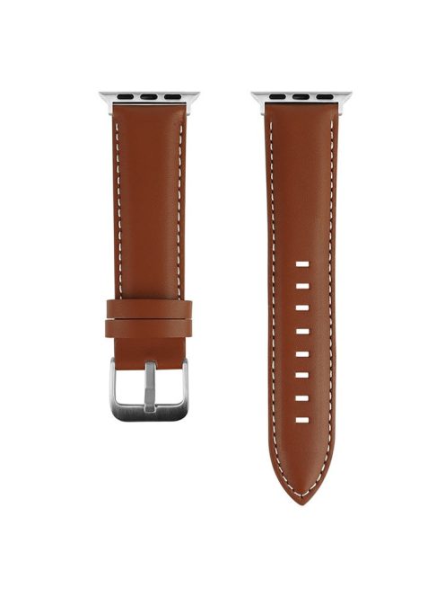 For Apple Watch 10 46mm / Ultra 2 / Ultra 49mm / 9 8 7 45mm / SE (2023) SE (2022) SE 6 5 4 44mm / 3 2 1 42mm Strap AW Cow Leather Watchband - Coffee