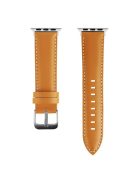 For Apple Watch 10 46mm / Ultra 2 / Ultra 49mm / 9 8 7 45mm / SE (2023) SE (2022) SE 6 5 4 44mm / 3 2 1 42mm Strap AW Cow Leather Watchband - Khaki