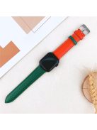 For Apple Watch 10 46mm / Ultra 2 / Ultra 49mm / 9 8 7 45mm / SE (2023) SE (2022) SE 6 5 4 44mm / 3 2 1 42mm Strap AW Cow Leather Watchband - Red  /  Green