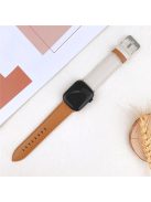 For Apple Watch 10 46mm / Ultra 2 / Ultra 49mm / 9 8 7 45mm / SE (2023) SE (2022) SE 6 5 4 44mm / 3 2 1 42mm Strap AW Cow Leather Watchband - White  /  Brown