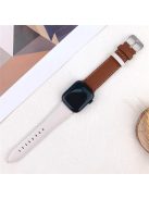 For Apple Watch 10 46mm / Ultra 2 / Ultra 49mm / 9 8 7 45mm / SE (2023) SE (2022) SE 6 5 4 44mm / 3 2 1 42mm Strap AW Cow Leather Watchband - White  /  Coffee