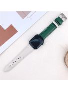 For Apple Watch 10 46mm / Ultra 2 / Ultra 49mm / 9 8 7 45mm / SE (2023) SE (2022) SE 6 5 4 44mm / 3 2 1 42mm Strap AW Cow Leather Watchband - White  /  Green