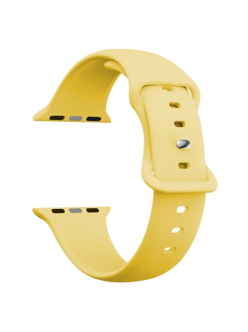 For Apple Watch 10 46mm / Ultra 2 / Ultra 49mm / 9 8 7 45mm / SE (2023) SE (2022) SE 6 5 4 44mm / 3 2 1 42mm Strap Breathable Silicone Watch Band - Lemon Yellow