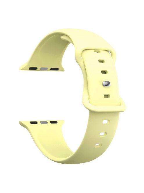 For Apple Watch 10 46mm / Ultra 2 / Ultra 49mm / 9 8 7 45mm / SE (2023) SE (2022) SE 6 5 4 44mm / 3 2 1 42mm Strap Breathable Silicone Watch Band - Light Yellow