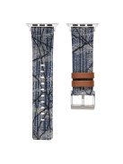 For Apple Watch 10 46mm / Ultra 2 / Ultra 49mm / 9 8 7 45mm / SE (2023) SE (2022) SE 6 5 4 44mm / 3 2 1 42mm Strap Denim Fabric Watch Band - Dark Blue