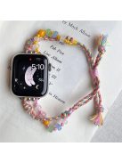 For Apple Watch 10 46mm / Ultra 2 / Ultra 49mm / 9 8 7 45mm / SE (2023) SE (2022) SE 6 5 4 44mm / 3 2 1 42mm Strap Knitted Wristband - Pink Double Rope