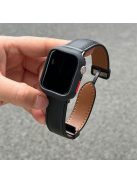 For Apple Watch 10 46mm / Ultra 2 / Ultra 49mm / 9 8 7 45mm / SE (2023) SE (2022) SE 6 5 4 44mm / 3 2 1 42mm Strap Magnetic Buckle PU Watch Band - Black