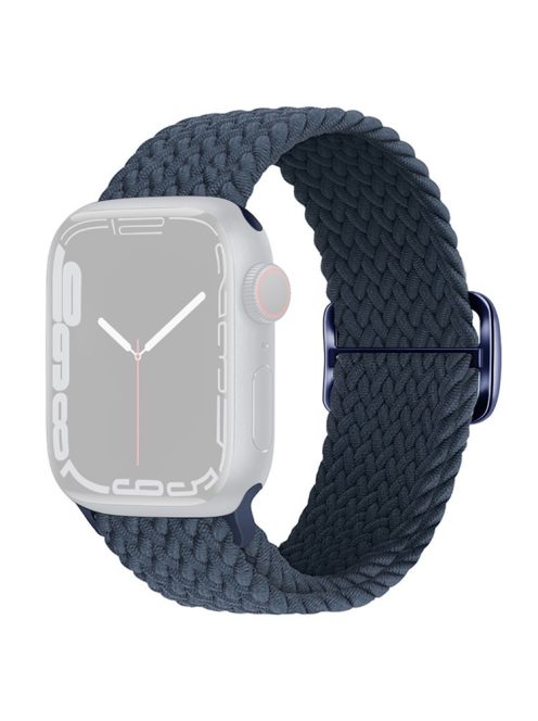 For Apple Watch 10 46mm / Ultra 2 / Ultra 49mm / 9 8 7 45mm / SE (2023) SE (2022) SE 6 5 4 44mm / 3 2 1 42mm Strap Nylon Braided Watch Band - Dark Blue