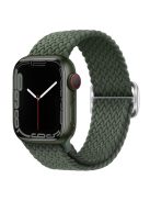 For Apple Watch 10 46mm / Ultra 2 / Ultra 49mm / 9 8 7 45mm / SE (2023) SE (2022) SE 6 5 4 44mm / 3 2 1 42mm Strap Nylon Braided Watch Band - Dark Olive Green