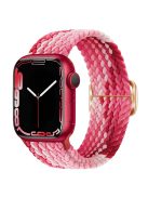 For Apple Watch 10 46mm / Ultra 2 / Ultra 49mm / 9 8 7 45mm / SE (2023) SE (2022) SE 6 5 4 44mm / 3 2 1 42mm Strap Nylon Braided Watch Band - Strawberry Red