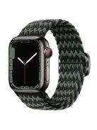 For Apple Watch 10 46mm / Ultra 2 / Ultra 49mm / 9 8 7 45mm / SE (2023) SE (2022) SE 6 5 4 44mm / 3 2 1 42mm Strap Nylon Braided Watch Band - W-Shape Black+Green