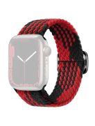 For Apple Watch 10 46mm / Ultra 2 / Ultra 49mm / 9 8 7 45mm / SE (2023) SE (2022) SE 6 5 4 44mm / 3 2 1 42mm Strap Nylon Braided Watch Band - Z-Shape Black+Red