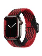 For Apple Watch 10 46mm / Ultra 2 / Ultra 49mm / 9 8 7 45mm / SE (2023) SE (2022) SE 6 5 4 44mm / 3 2 1 42mm Strap Nylon Braided Watch Band - Z-Shape Black+Red