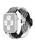 For Apple Watch 10 46mm / Ultra 2 / Ultra 49mm / 9 8 7 45mm / SE (2023) SE (2022) SE 6 5 4 44mm / 3 2 1 42mm Strap Nylon Braided Watch Band - Z-Shape Black+White