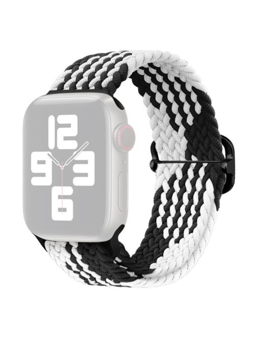 For Apple Watch 10 46mm / Ultra 2 / Ultra 49mm / 9 8 7 45mm / SE (2023) SE (2022) SE 6 5 4 44mm / 3 2 1 42mm Strap Nylon Braided Watch Band - Z-Shape Black+White