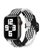 For Apple Watch 10 46mm / Ultra 2 / Ultra 49mm / 9 8 7 45mm / SE (2023) SE (2022) SE 6 5 4 44mm / 3 2 1 42mm Strap Nylon Braided Watch Band - Z-Shape Black+White