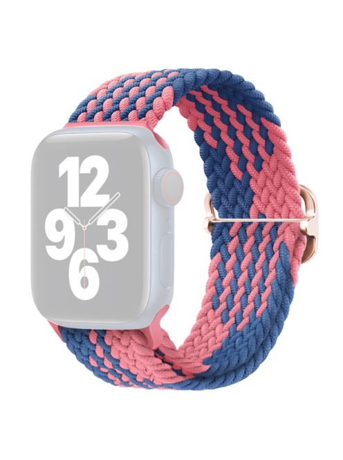 For Apple Watch 10 46mm / Ultra 2 / Ultra 49mm / 9 8 7 45mm / SE (2023) SE (2022) SE 6 5 4 44mm / 3 2 1 42mm Strap Nylon Braided Watch Band - Z-Shape Blue+Pink