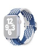 For Apple Watch 10 46mm / Ultra 2 / Ultra 49mm / 9 8 7 45mm / SE (2023) SE (2022) SE 6 5 4 44mm / 3 2 1 42mm Strap Nylon Braided Watch Band - Z-Shape Blue+White