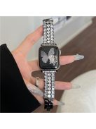 For Apple Watch 10 46mm / Ultra 2 / Ultra 49mm / 9 8 7 45mm / SE (2023) SE (2022) SE 6 5 4 44mm / 3 2 1 42mm Strap Rhinestone Metal Watchband - Black