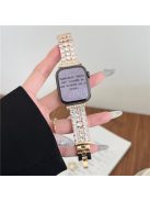 For Apple Watch 10 46mm / Ultra 2 / Ultra 49mm / 9 8 7 45mm / SE (2023) SE (2022) SE 6 5 4 44mm / 3 2 1 42mm Strap Rhinestone Metal Watchband - Gold