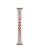 For Apple Watch 10 46mm / Ultra 2 / Ultra 49mm / 9 8 7 45mm / SE (2023) SE (2022) SE 6 5 4 44mm / 3 2 1 42mm Strap Rhinestone Metal Watchband - Rose Gold