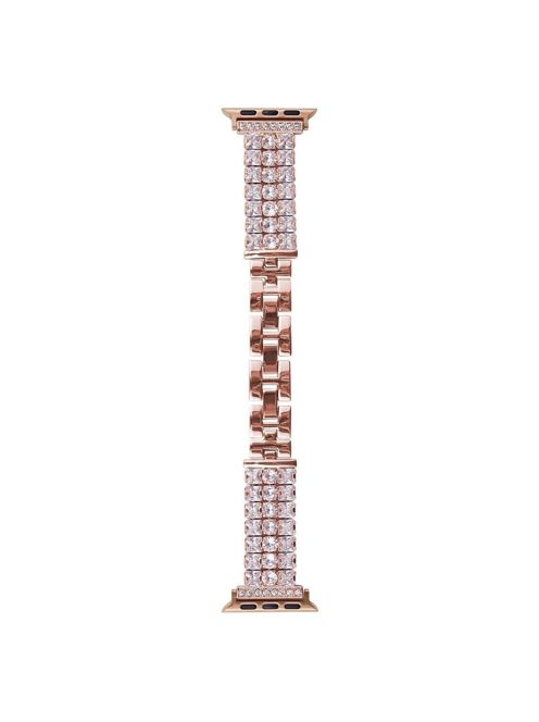 For Apple Watch 10 46mm / Ultra 2 / Ultra 49mm / 9 8 7 45mm / SE (2023) SE (2022) SE 6 5 4 44mm / 3 2 1 42mm Strap Rhinestone Metal Watchband - Rose Gold