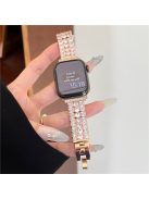 For Apple Watch 10 46mm / Ultra 2 / Ultra 49mm / 9 8 7 45mm / SE (2023) SE (2022) SE 6 5 4 44mm / 3 2 1 42mm Strap Rhinestone Metal Watchband - Rose Gold