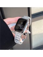 For Apple Watch 10 46mm / Ultra 2 / Ultra 49mm / 9 8 7 45mm / SE (2023) SE (2022) SE 6 5 4 44mm / 3 2 1 42mm Strap Rhinestone Metal Watchband - Silver