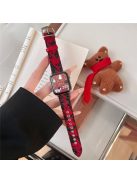 For Apple Watch 10 46mm / Ultra 2 / Ultra 49mm / 9 8 7 45mm / SE (2023) SE (2022) SE 6 5 4 44mm / 3 2 1 42mm Stylish Art Woolen Wristband Strap - Black+Red