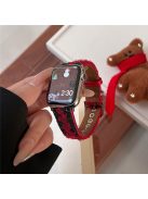 For Apple Watch 10 46mm / Ultra 2 / Ultra 49mm / 9 8 7 45mm / SE (2023) SE (2022) SE 6 5 4 44mm / 3 2 1 42mm Stylish Art Woolen Wristband Strap - Black+Red