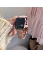 For Apple Watch 10 46mm / Ultra 2 / Ultra 49mm / 9 8 7 45mm / SE (2023) SE (2022) SE 6 5 4 44mm / 3 2 1 42mm Stylish Art Woolen Wristband Strap - Pink+White