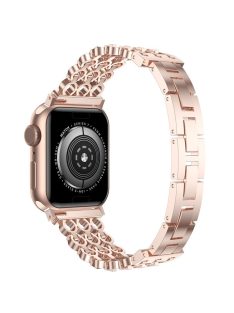   For Apple Watch 10 46mm / Ultra 2 / Ultra 49mm / 9 8 7 45mm / SE (2023) SE (2022) SE 6 5 4 44mm / 3 2 1 42mm Stylish Zinc Alloy Watch Strap - Rose Gold