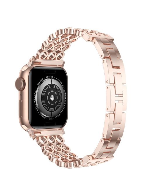 For Apple Watch 10 46mm / Ultra 2 / Ultra 49mm / 9 8 7 45mm / SE (2023) SE (2022) SE 6 5 4 44mm / 3 2 1 42mm Stylish Zinc Alloy Watch Strap - Rose Gold